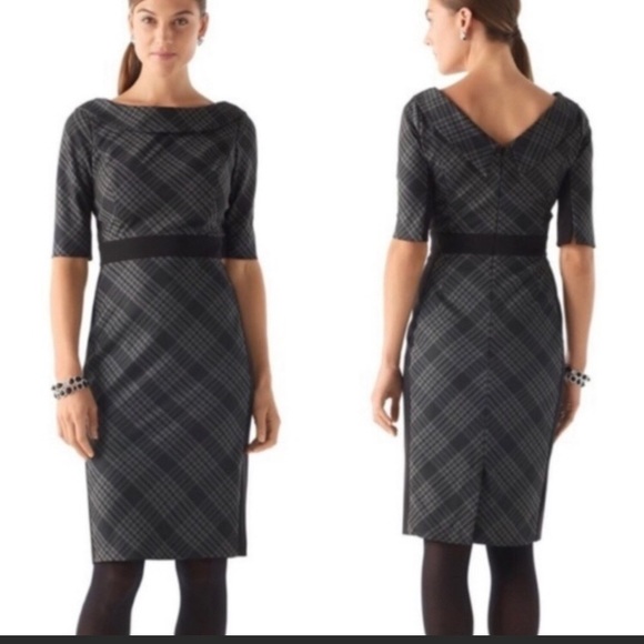 White House Black Market Dresses & Skirts - White House Black Market Bias Plaid Sheath Dress 4